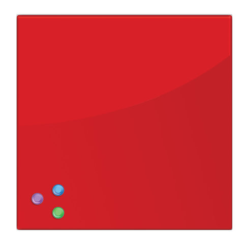 Доска магнитно-маркерная стеклянная BRAUBERG (45х45 см), 3 магнита (красная)