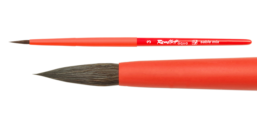 Кисть соболь-микс круглая 3 на короткой ручке Aqua Red round