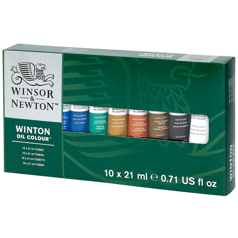 Краски масляные художественные Winsor&Newton Winton, 10цв, 21мл, туба, картон. коробка