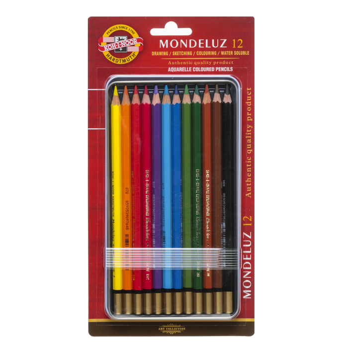 KOH-I-NOOR 3722BL  Набор высококачественных  акварельных цветных карандашей "Mondeluz", 12 цветов								