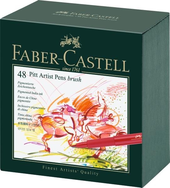 Капиллярные ручки PITT® ARTIST PEN, набор цветов, в студийной (кожзам.) коробке, 48 шт.