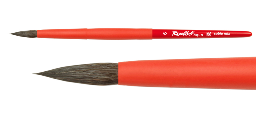 Кисть соболь-микс круглая 6 на короткой ручке Aqua Red round