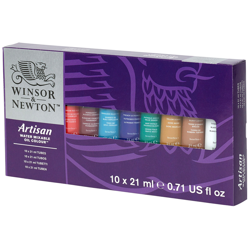 Краски масляные водорастворимые Winsor&Newton "Artisan", 10цв, 21мл, туба