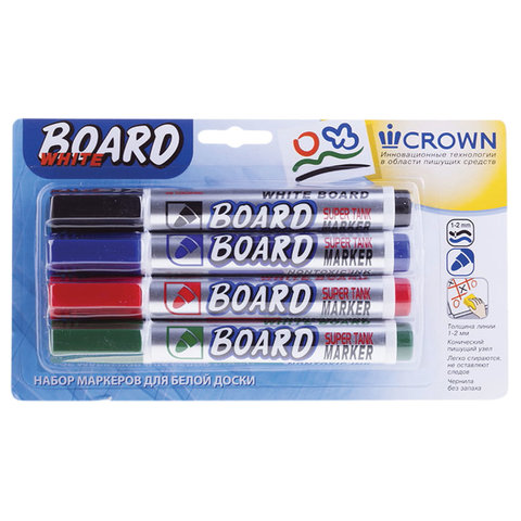 Набор маркеров CROWN "Multi Board" 3 мм, 4 шт.