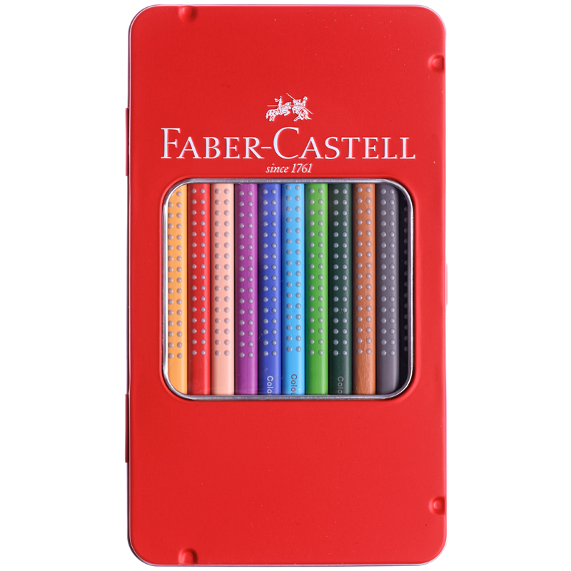 Цветные карандаши Faber Castell GRIP 2001, набор цветов, в металлической коробке, 12 шт.