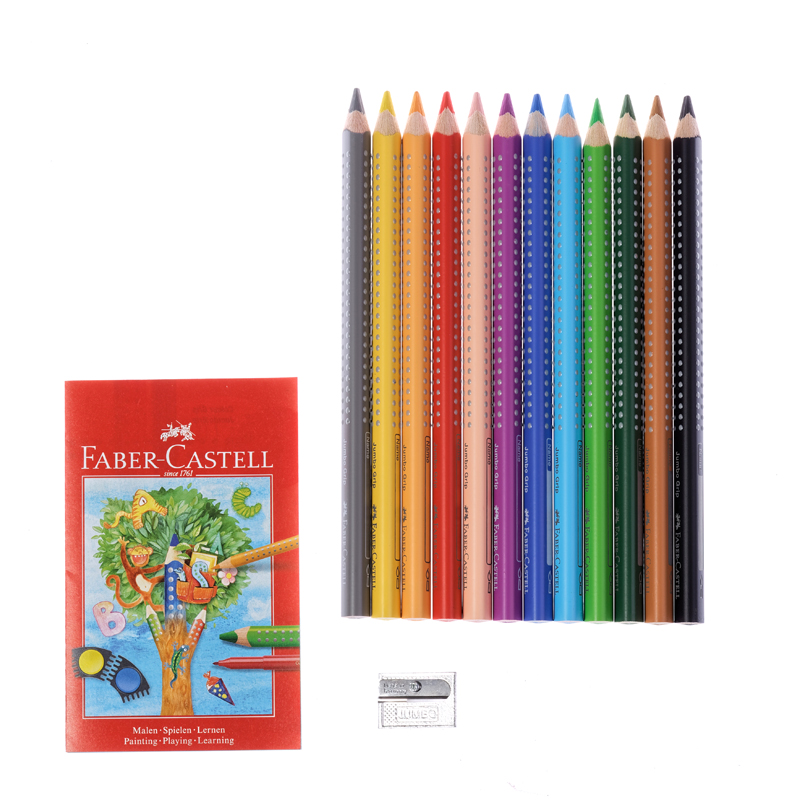 Цветные карандаши Faber Castell JUMBO GRIP с точилкой, 12 шт