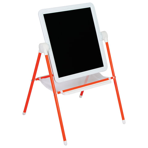 Доска-мольберт двусторонняя для мела и магнитно-маркерная (52х46 см), оранжевая/белая, ДЭМИ