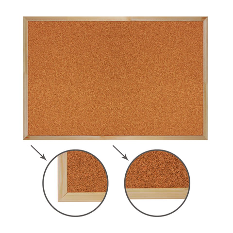 Доска пробковая для объявлений (60х90 см) BRAUBERG,деревянная рамка