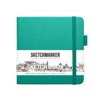 Блокнот для зарисовок Sketchmarker 140г/кв.м 12*12см 80л твердая обложка Изумрудный