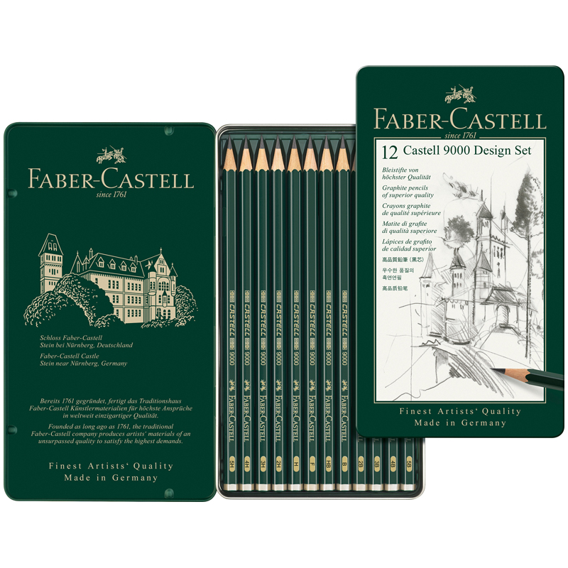 Набор графитных карандашей Faber-Castell СASTELL-9000 12шт. (5Н-5В)