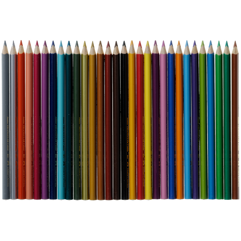 Цветные карандаши Faber Castell JUNIOR GRIP с точилкой, набор цветов, в картонной коробке, 30 шт.