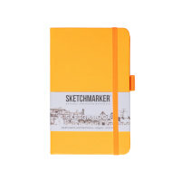 Блокнот для зарисовок Sketchmarker 140г/кв.м 9*14см 80л твердая обложка Неоновый апельсин