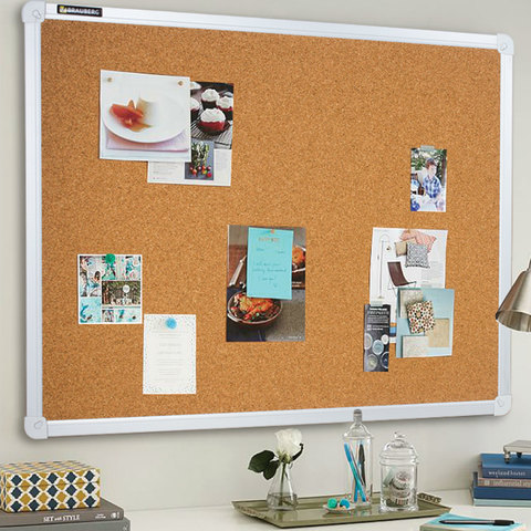 Доска пробковая для объявлений (45х60 см) BRAUBERG алюминий