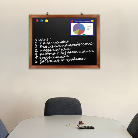 Доска для мела магнитная (60х90 см) черная Доска для мела магнитная (60х90 см) черная