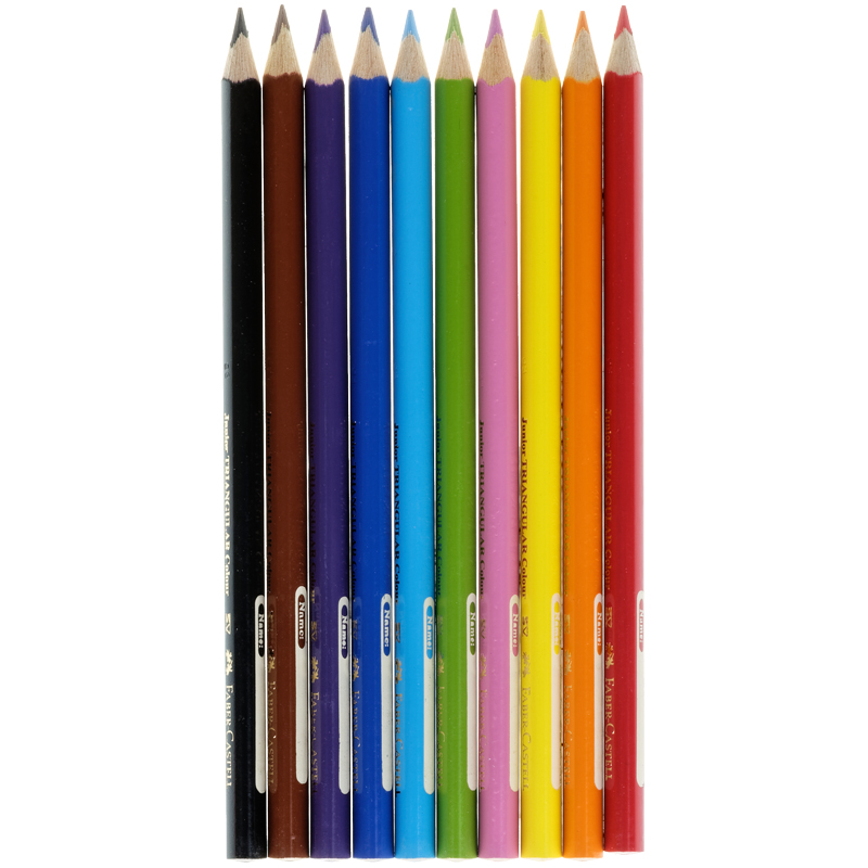 Цветные карандаши Faber Castell JUNIOR GRIP с точилкой, набор цветов, в картонной коробке, 10 шт.