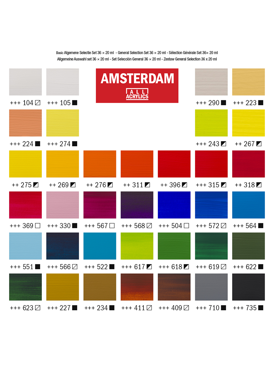 Набор акриловых красок Amsterdam Standard 36 туб по 20мл в картонной упаковке