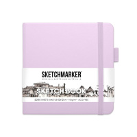 Блокнот для зарисовок Sketchmarker 140г/кв.м 12*12см 80л твердая обложка Фиолетовый пастельный