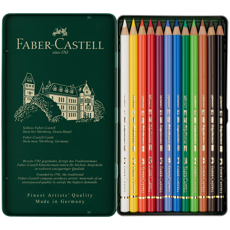 Набор цветных карандашей Polychromos Faber Castell 12 цв.в металлической коробке