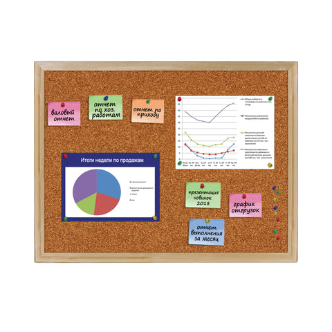 Доска пробковая для объявлений (45х60 см) BRAUBERG деревянная Доска пробковая для объявлений (45х60 см) BRAUBERG деревянная