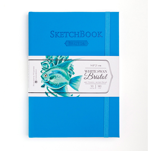 Скетчбук Малевичъ для графики и маркеров Bristol Touch, голубой, 180 г/м, А5 см, 50л