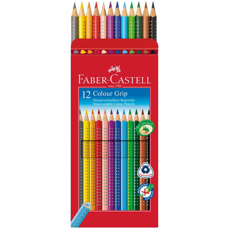 Цветные карандаши Faber Castell GRIP 2001, набор цветов, в картонной коробке, 12 шт.