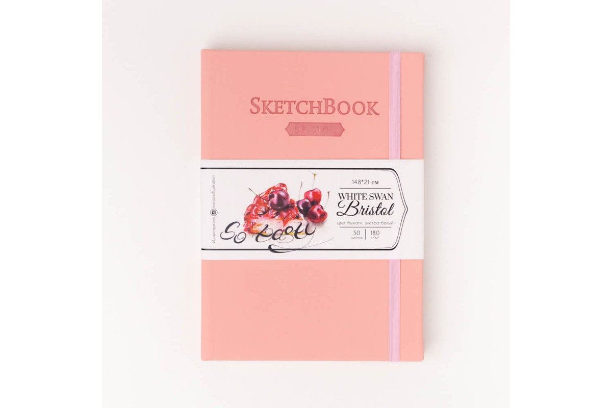 Скетчбук Малевичъ для графики и маркеров Bristol Touch, розовый, 180 г/м, А5 см, 50л