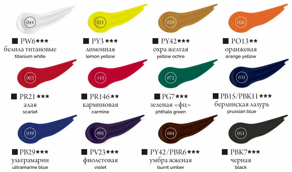 Набор матовых акриловых красок Малевичъ, 12 цветов по 12 мл
