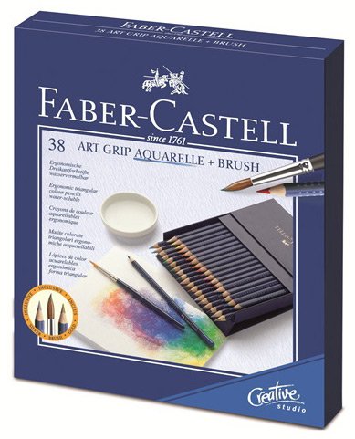 Набор акварельных карандашей Faber-Castell Art Grip Aquarelle с кисточкой 38 цв.