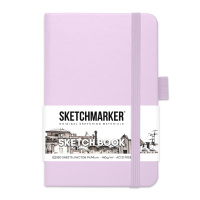 Блокнот для зарисовок Sketchmarker 140г/кв.м 9*14см 80л твердая обложка Фиолетовый пастельный