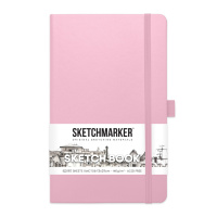 Блокнот для зарисовок Sketchmarker 140г/кв.м 13*21см 80л твердая обложка Розовый