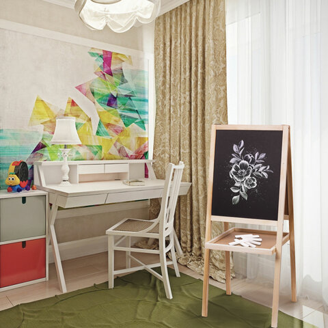 Доска-мольберт двусторонняя для мела и магнитно-маркерная ПИФАГОР (46х54 см), черная/белая