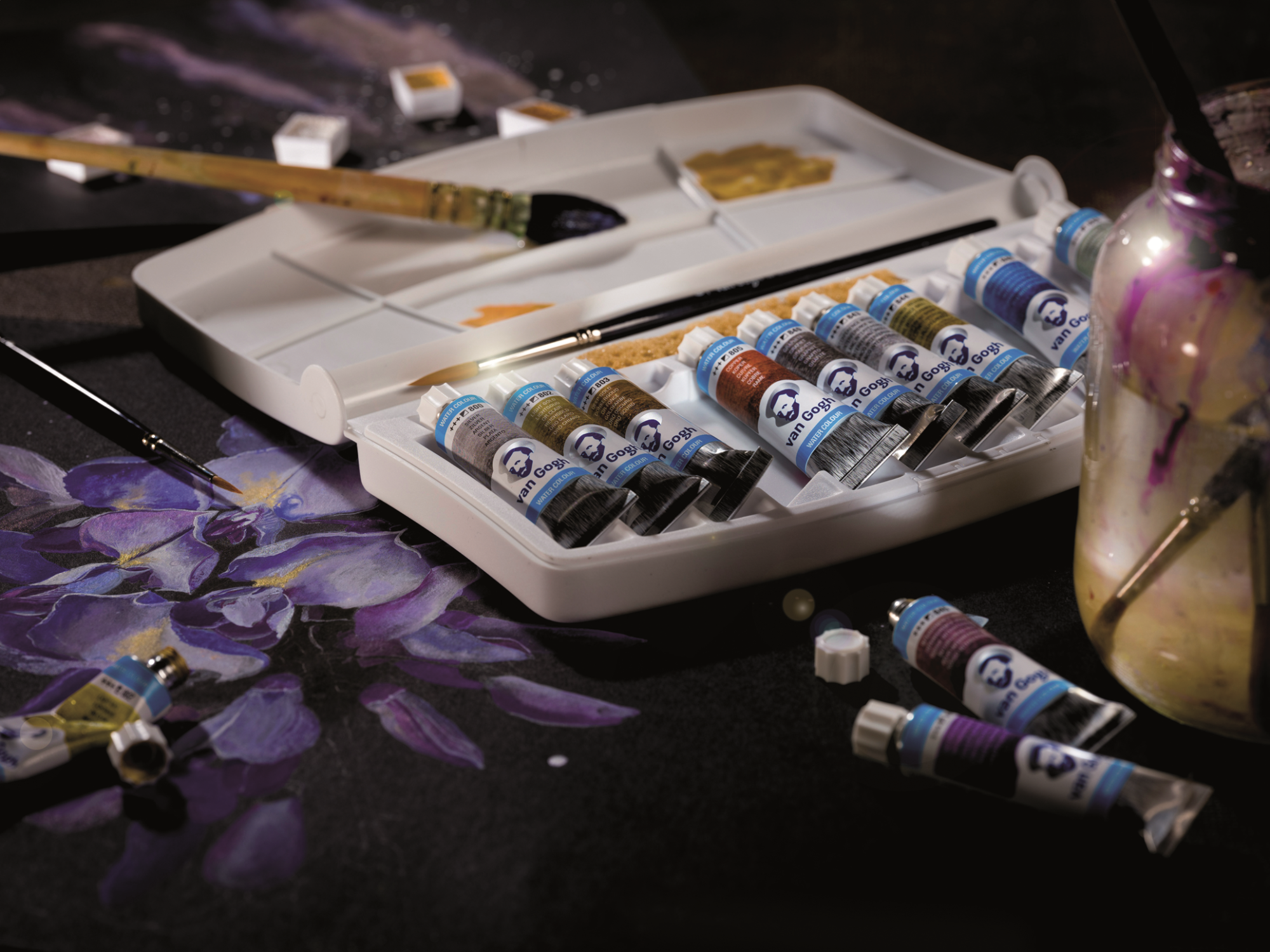 Альбом для акварели Van Gogh 360г/м2 (целлюлоза) 21*29,7см черная бумага 12л склейка по 1 стороне