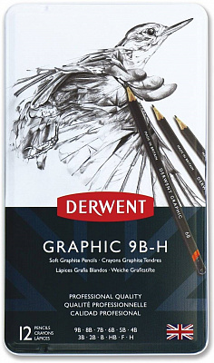Набор графитных карандашей Graphic Soft 12 шт мягкие в металлической коробке