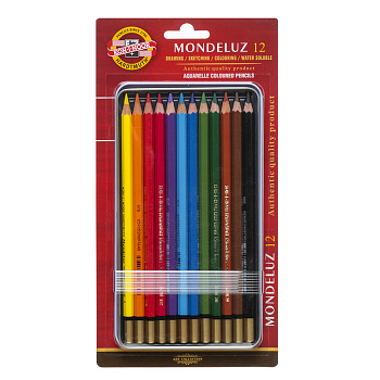 KOH-I-NOOR 3722BL  Набор высококачественных  акварельных цветных карандашей "Mondeluz", 12 цветов								