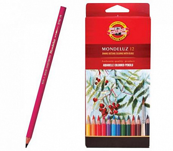 KOH-I-NOOR 3716  Набор высококачественных акварельных  цветных карандашей "Mondeluz", 12 цветов, в картонной коробке