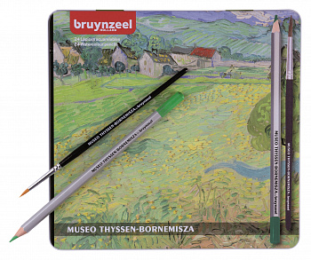 Набор акварельных карандашей Thyssen 'Вид на Вессенот близ Овера' Ван Гог 24 цвета в металлической упаковке