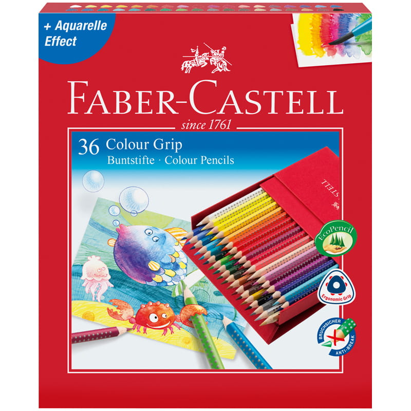 Цветные карандаши Faber Castell GRIP 2001, набор цветов,  в студийной (кожзам) коробке, 36 шт