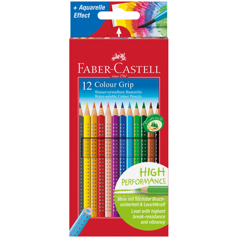 Цветные карандаши Faber Castell GRIP 2001, набор цветов, в картонной коробке, 12 шт.