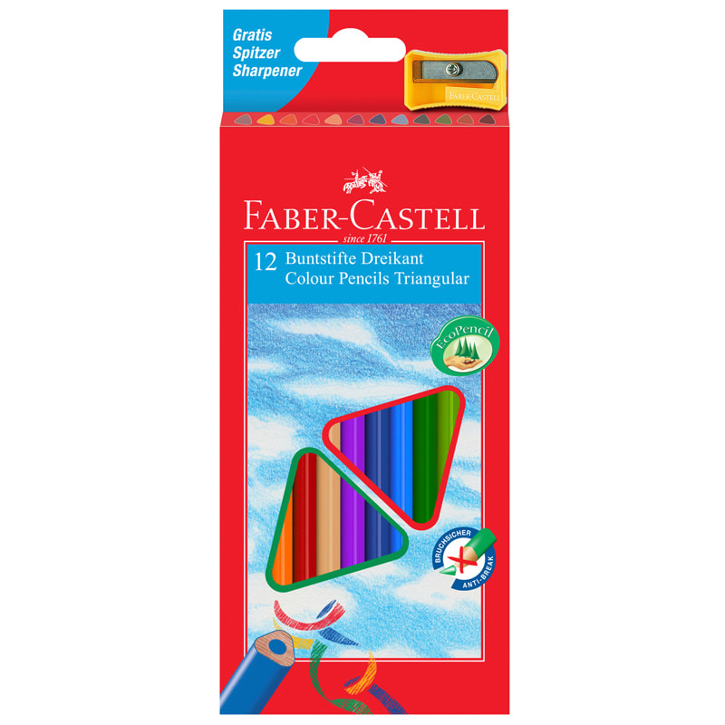 Цветные карандаши Faber Castell ECO с точилкой, набор цветов, в картонной коробке, 12 шт.