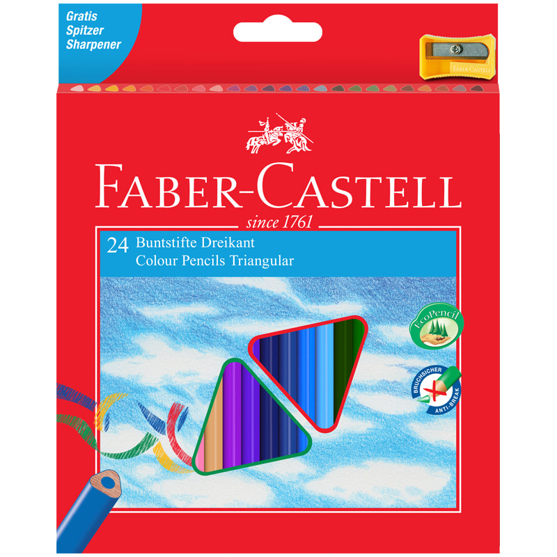 Цветные карандаши Faber Castell ECO с точилкой, набор цветов, в картонной коробке, 24 шт