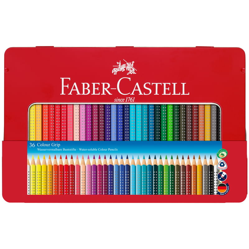 Цветные карандаши Faber Castell GRIP 2001, набор цветов,  в металлической коробке, 36 шт.