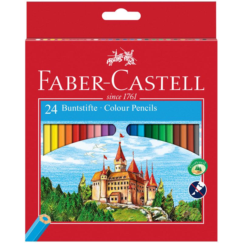 Цветные карандаши Faber Castell ECO ЗАМОК с точилкой, набор цветов, в картонной коробке, 24 шт.